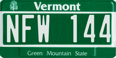 VT license plate NFW144