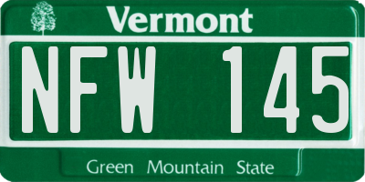 VT license plate NFW145