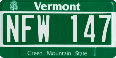 VT license plate NFW147
