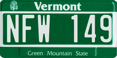 VT license plate NFW149