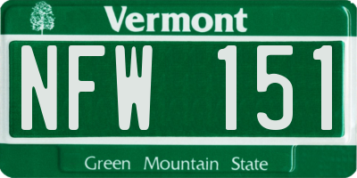 VT license plate NFW151