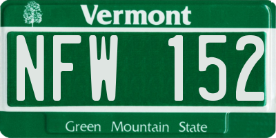 VT license plate NFW152