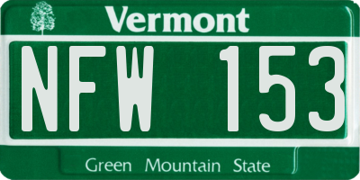VT license plate NFW153