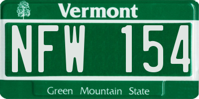 VT license plate NFW154