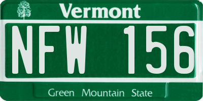 VT license plate NFW156