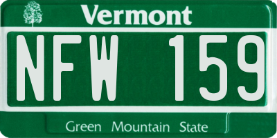 VT license plate NFW159