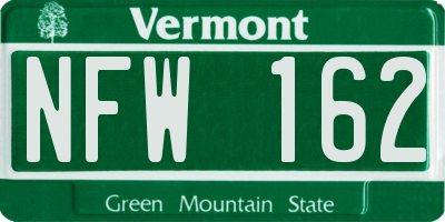 VT license plate NFW162