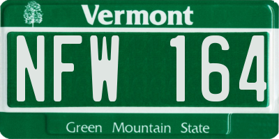 VT license plate NFW164
