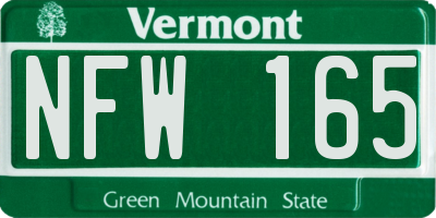 VT license plate NFW165