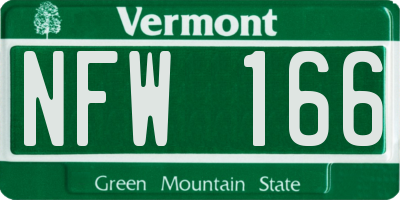 VT license plate NFW166