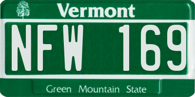 VT license plate NFW169