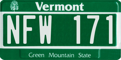 VT license plate NFW171