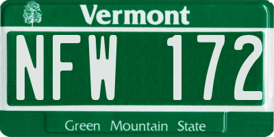 VT license plate NFW172