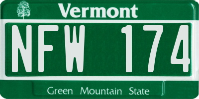 VT license plate NFW174