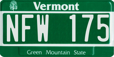 VT license plate NFW175