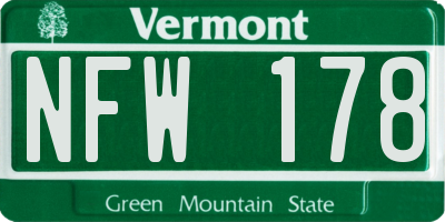 VT license plate NFW178