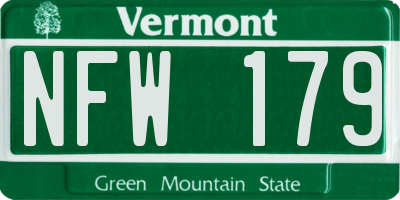 VT license plate NFW179