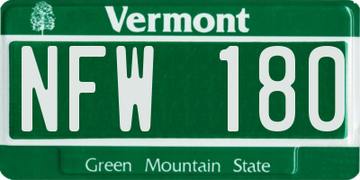 VT license plate NFW180