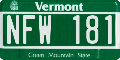 VT license plate NFW181