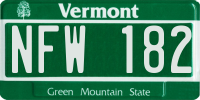 VT license plate NFW182