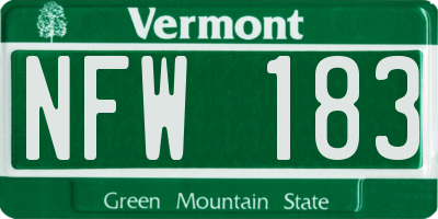 VT license plate NFW183