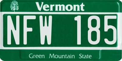VT license plate NFW185