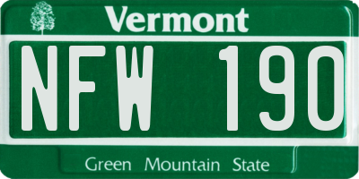 VT license plate NFW190