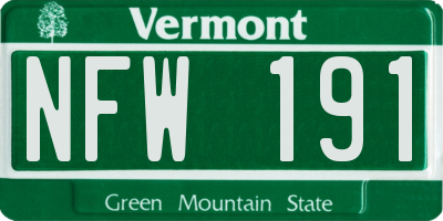VT license plate NFW191