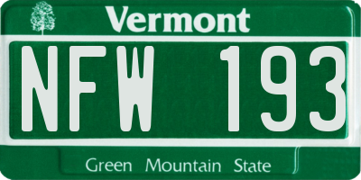 VT license plate NFW193