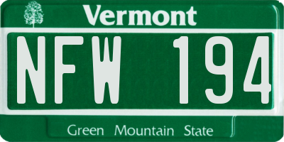 VT license plate NFW194