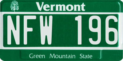 VT license plate NFW196