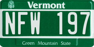 VT license plate NFW197