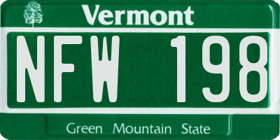 VT license plate NFW198