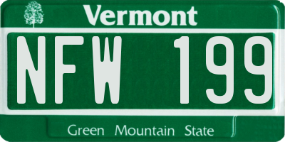 VT license plate NFW199