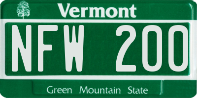 VT license plate NFW200