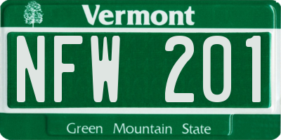 VT license plate NFW201