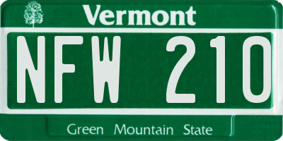VT license plate NFW210