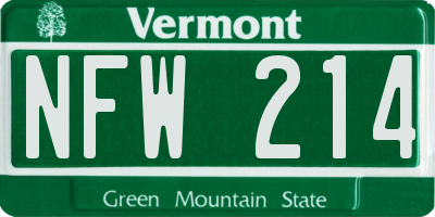 VT license plate NFW214