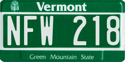 VT license plate NFW218