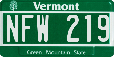 VT license plate NFW219