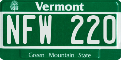 VT license plate NFW220