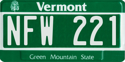 VT license plate NFW221