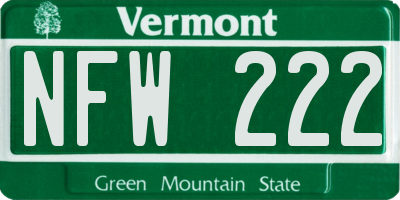 VT license plate NFW222
