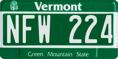 VT license plate NFW224