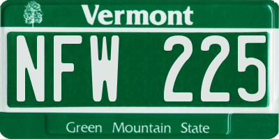VT license plate NFW225