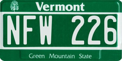 VT license plate NFW226