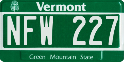 VT license plate NFW227