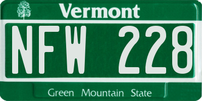 VT license plate NFW228