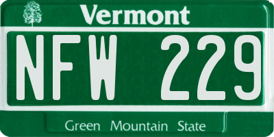VT license plate NFW229