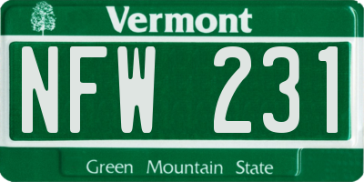 VT license plate NFW231